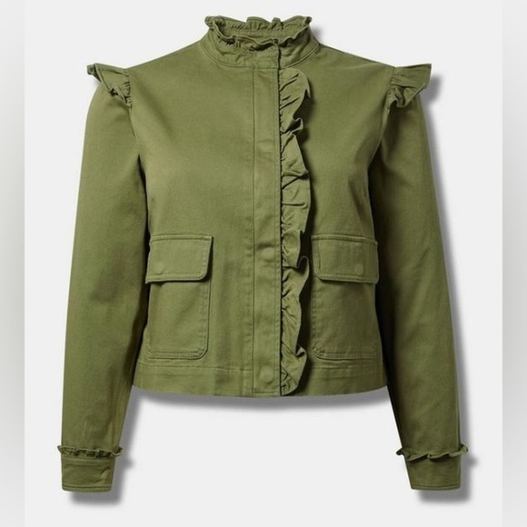 torrid Jackets & Blazers - Torrid Olive Green Ruffle Women's Jacket